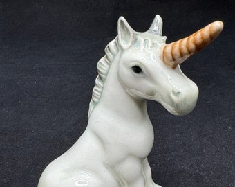 Vintage Hummel &quot;Mythical Unicorn&quot;  Majestic Unicorn&quot; Porcelain Sitting  Unicorn, West Germany,  TMK6  1979-1990.