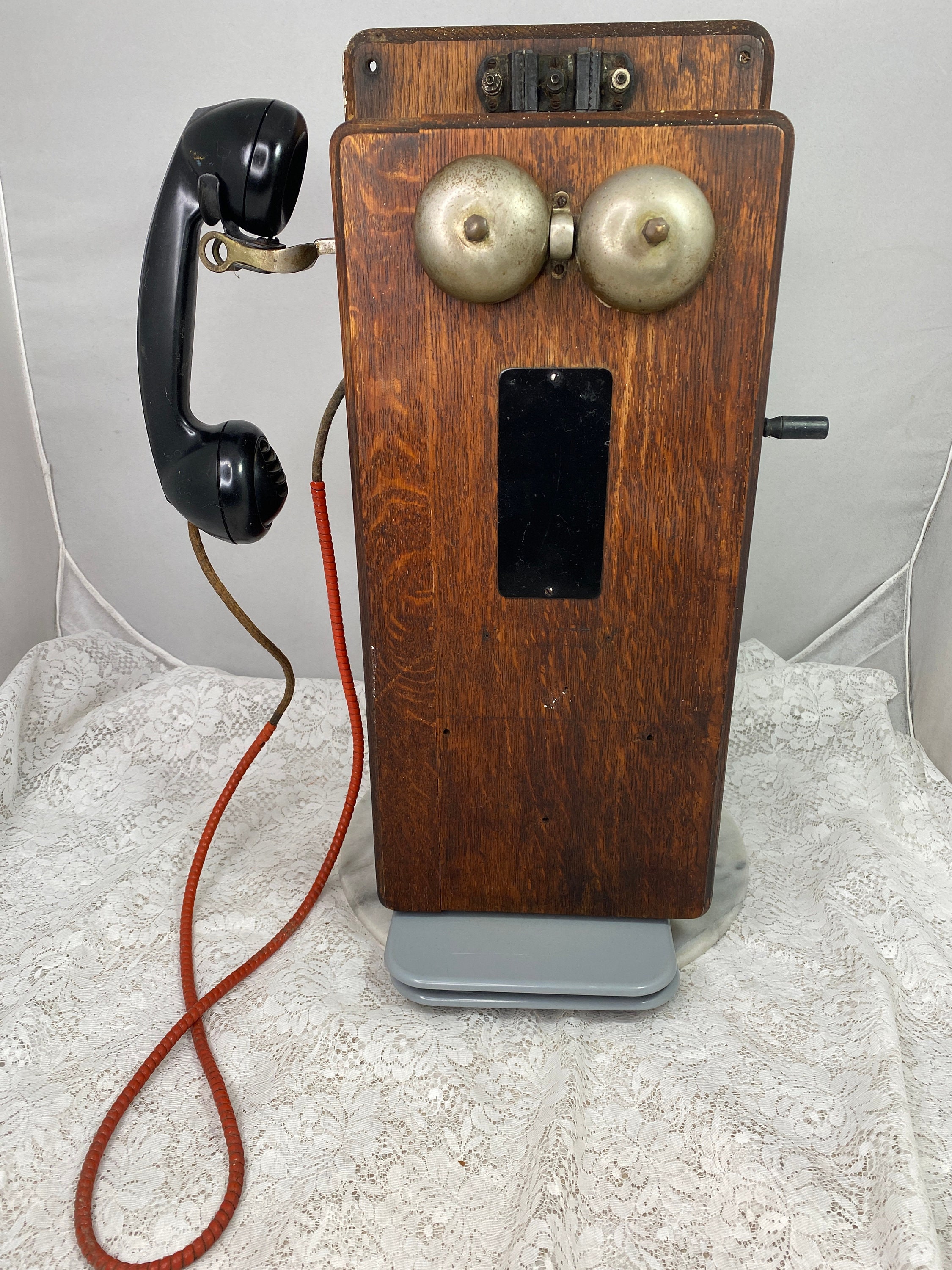 STROMBERG CARLSON　USA　卓上電話機　アンティーク Lot - Antique Stromberg-Carlson Oak Crank Wall Telephone