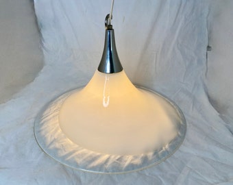 Vintage Large Handblown Glass Swag/Pendant Lamp, Leviton Lamp