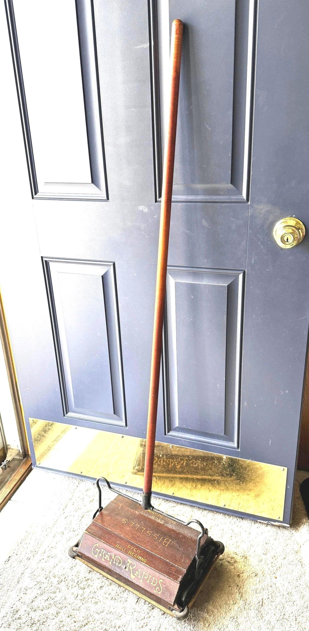 Antique Bissell's Sweeper Vacuum, Rare Wooden Grand Rapids Bissell