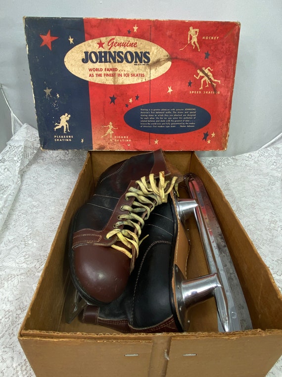 Vintage Johnsons Duro Hockey Ice Skates – Size 10 – Original Box – 1953 1953 Johnson Duro Hard Toe Hockey Skates - Men main image 4