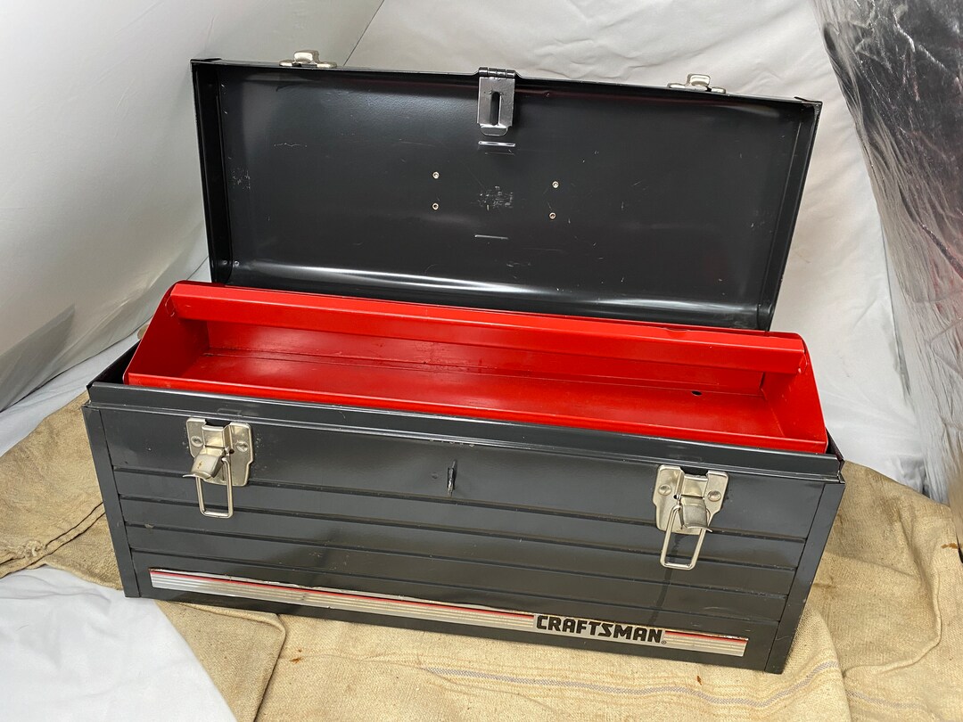 Excellent Vintage Gray Craftsman Metal Tool Box With Inside Etsy