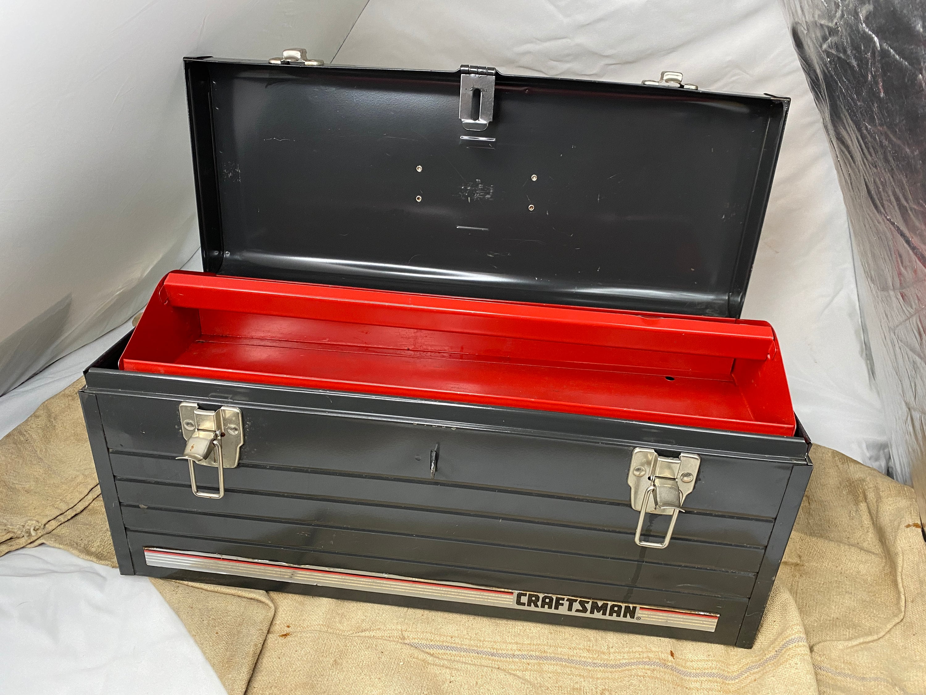 Antique/vintage Wooden Tool Box W/drawer & Hand Saw-carpenters Storage  Chest 