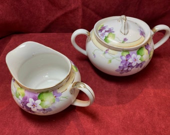 Antique Handpainted  Nippon Sugar and Creamer