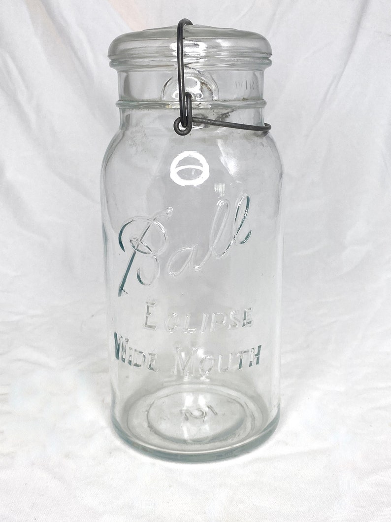 Antique Ball Jar, Eclipse Wide Mouth, Wire Bale Glass Lid, 19231933 Etsy