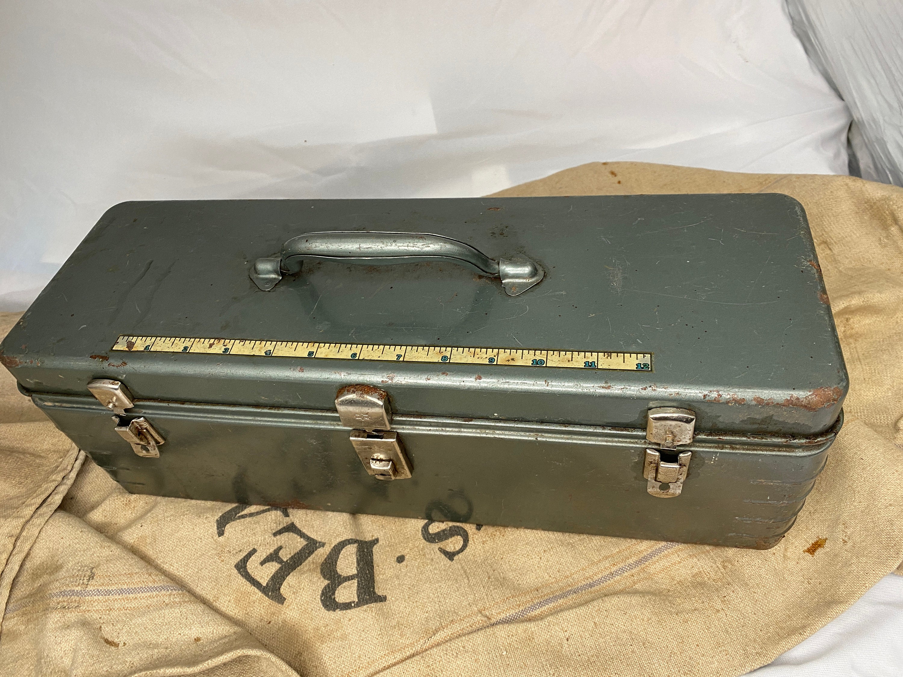 Vintage Climax Metal Fishing Tackle Box, Metal Tool Box, Metal Craft Box 