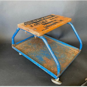Vintage NAPA Balkamp Roller Seat 827-625 Original Blue Paint Rolling Stool Cart