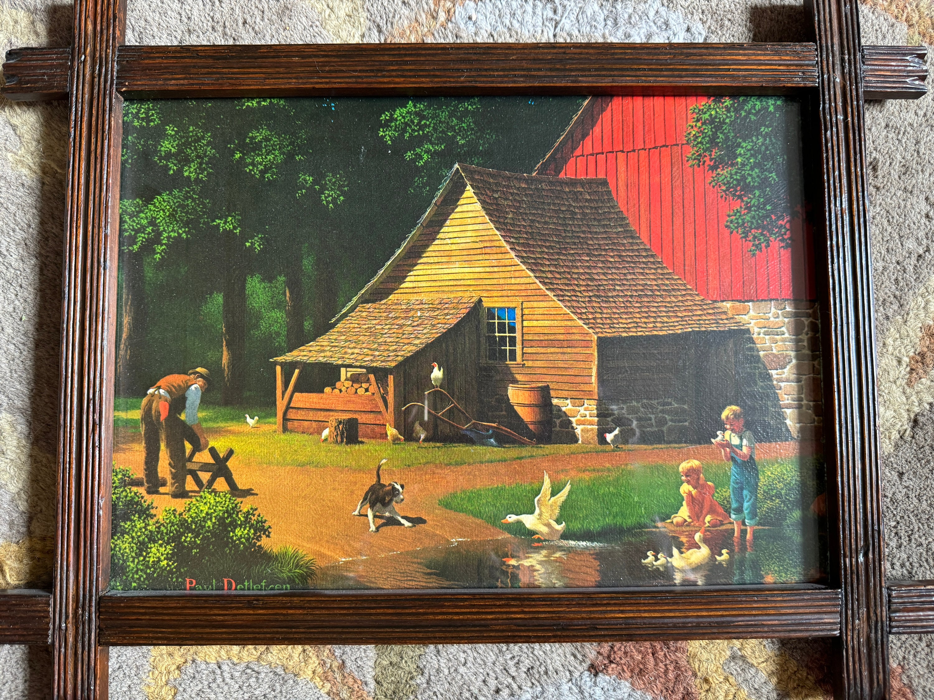 Paul Detlefsen絵画 Lot # 10 MCM Paul Detlefsen 64 Framed Picture - Pink Salvage Gallery