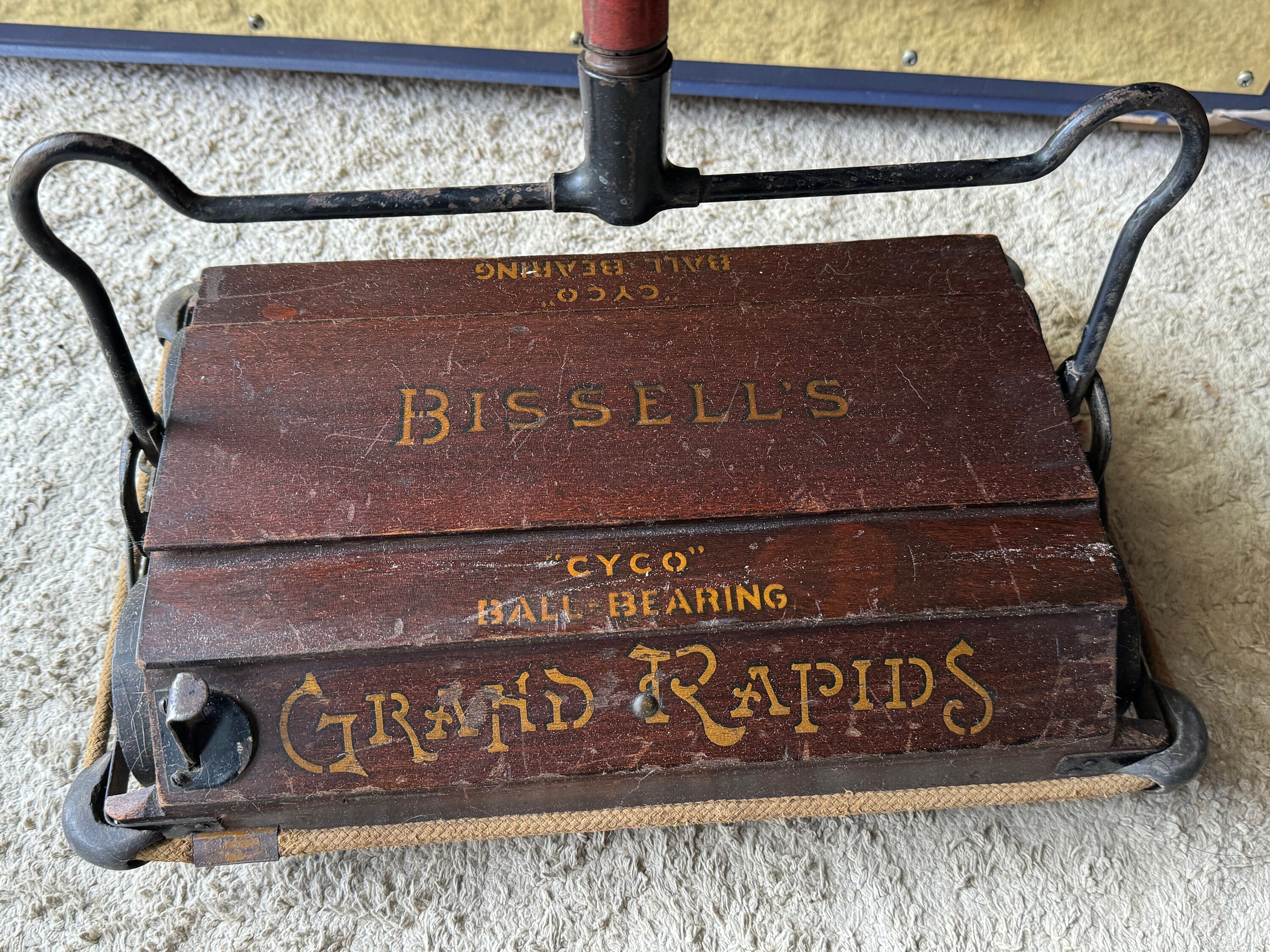 Antique Bissell's Sweeper Vacuum, Rare Wooden Grand Rapids Bissell