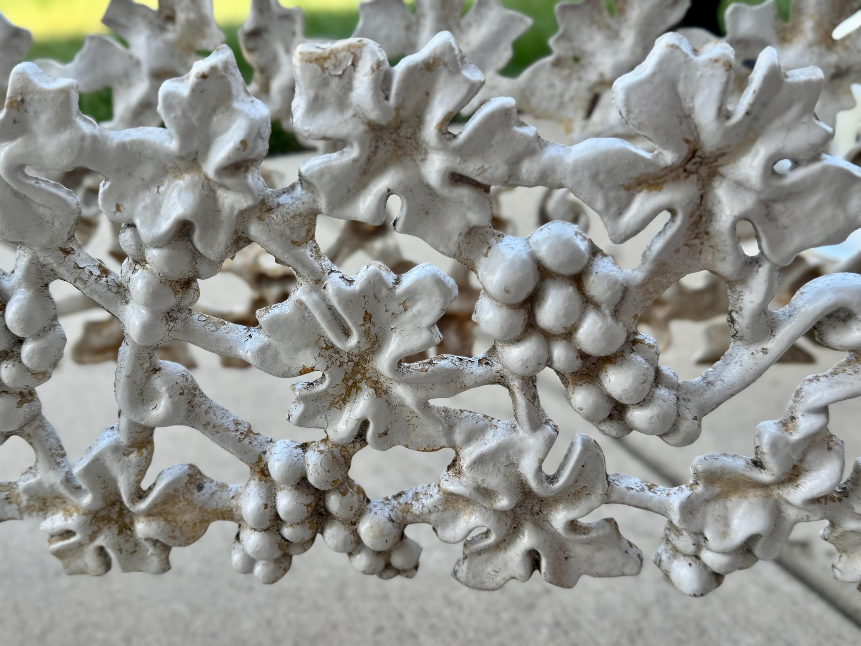Vintage Victorian Cast Iron Grapevine Planter: Chippy Paint Patina