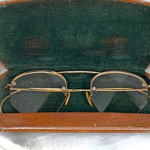 Vintage/Antique Gold Wire Hexagon Framed Granny Glasses with Case, Eye Glasses