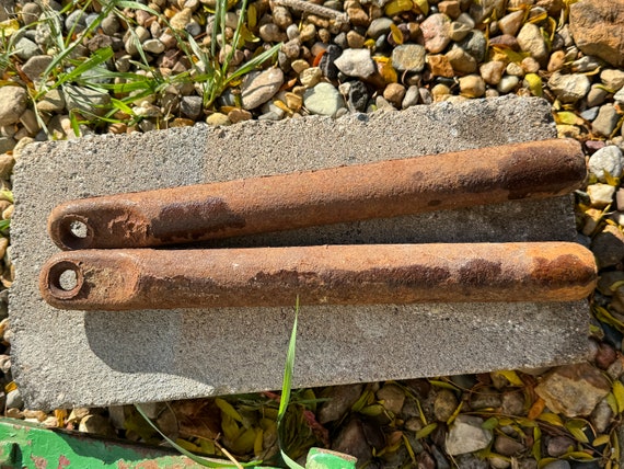 Set of Two, Antique Iron Window Sash Weights, LISTER 6 Lb. Window