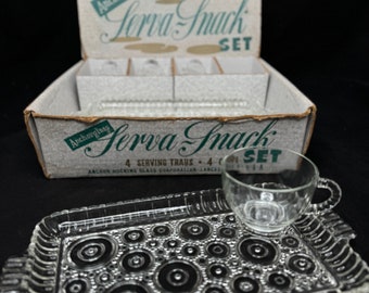 Vintage Anchor Hocking Serva-snack Set: 1950s Anchorglass