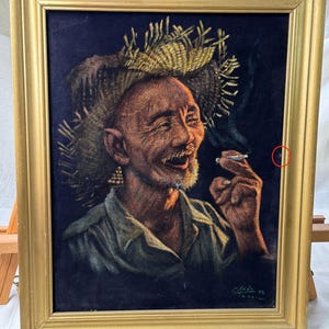 Pinturas vintage de Crispin Agno sobre terciopelo, 1962, enmarcadas
