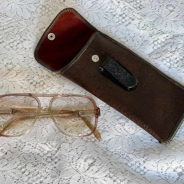 Vintage Men's Brown Plastic Prescription Trifocals Eye Glasses, Safilo, Hinged Stems