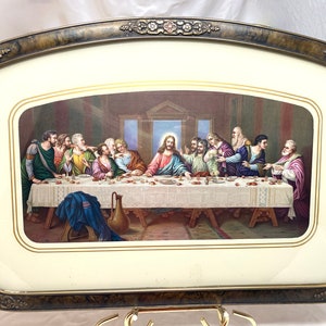 The Last Supper Jesus Lithograph Print Signed Zabateri  22”x 14.5&quot;