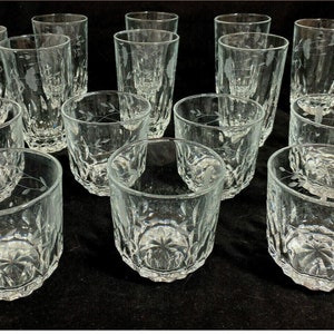 Vintage Princess House Heritage Glasses, Set of 15, Eight Tumblers, Seven High Ball Glasses