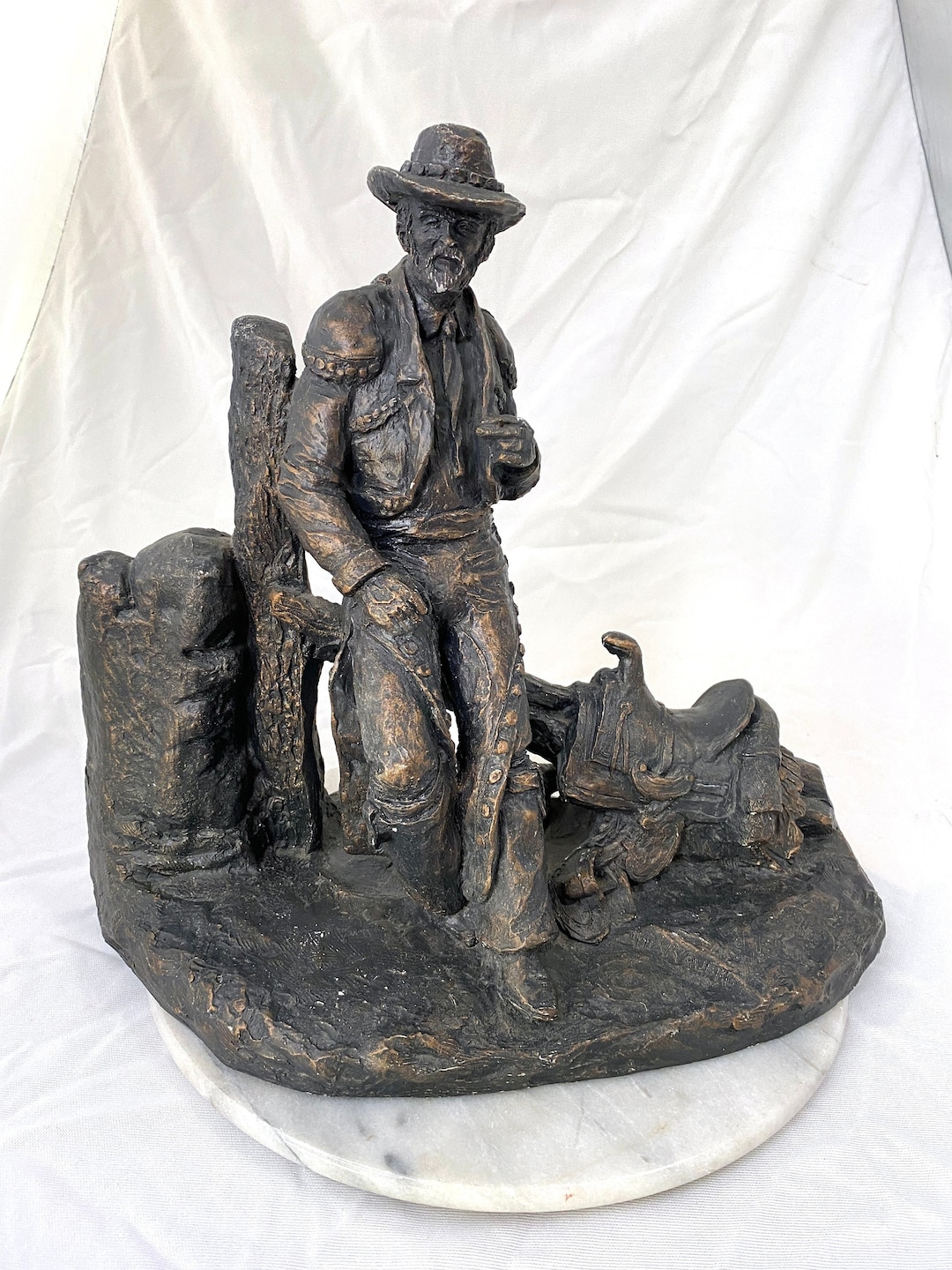 アンティーク雑貨 MONFORT ORIGINALWESTERN SCULPTURE Vintage RARE Hand Signed - Daniel Monfort Original 1978 Sculpture