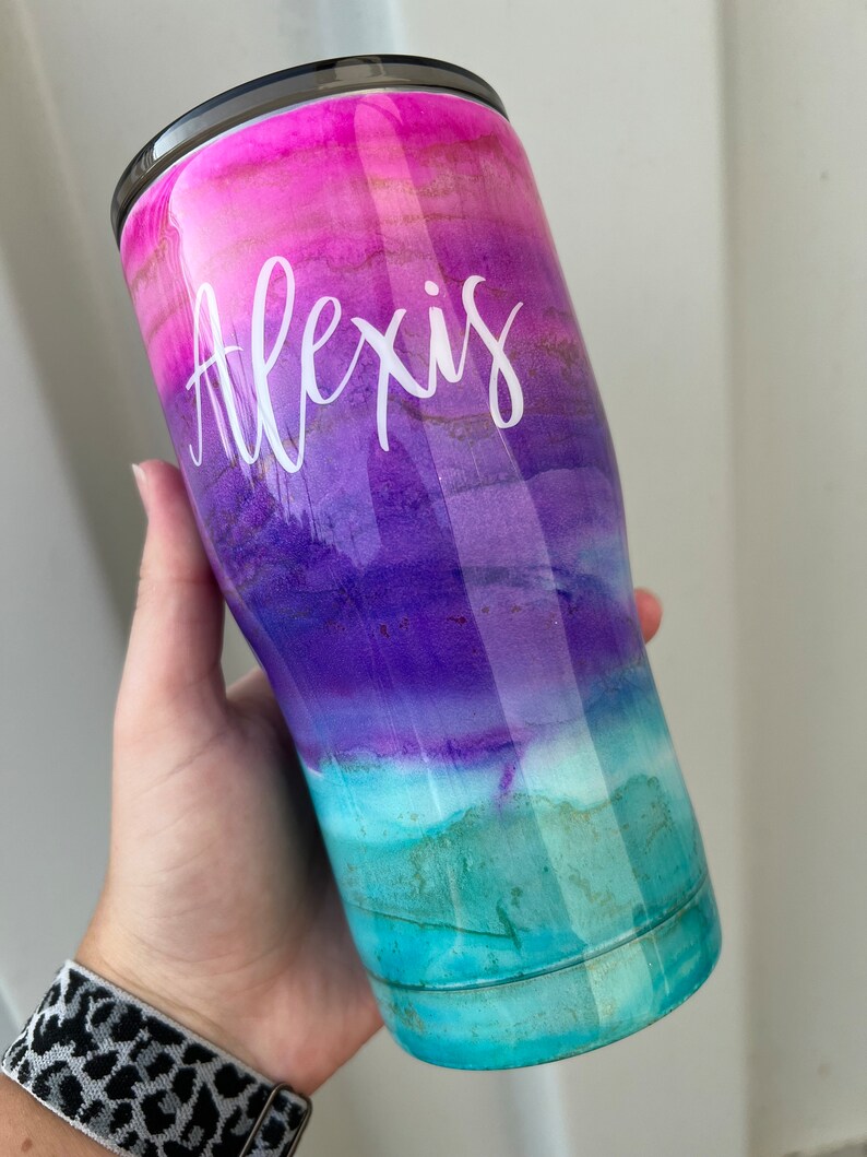 Alcohol Ink Tumbler, Stainless Steel, Tumbler With Straw, Gifts for Her ...
