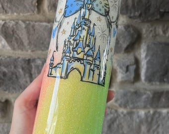 Magical Tumbler, Rainbow Cup, Glitter Tumbler, Cup with Straw, Sparkle Cup, Epoxy Tumbler, Stainless Steel Cup, 24 oz Cup