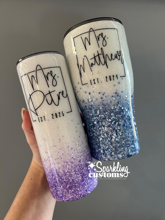 Custom Mrs Tumbler, Future Mrs Cup, Glitter Epoxy Tumbler, Custom Glitter Mrs Cup, Bride Tumbler, Gift for Bride, Mrs Glitter Cup, Bride Cup