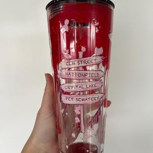 Scary Tumbler, Snowglobe Tumbler, Snow Globe Cup, Glitter Globe, 24 oz Acrylic Cup, Halloween Tumbler, Acrylic Tumbler, Horror Movie