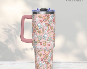 Schulbedarf Tasse, 40 Unzen Griff Becher, Lehrer Geschenk, Wertschätzung des Lehrers, rosa Becher, Epoxy frei
