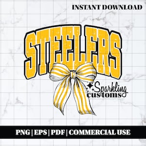 Steelers PNG, Digital Download, Shirt File, Trendy Pittsburgh PNG, Football PNG, Football Bow, Digital File, Instant Download