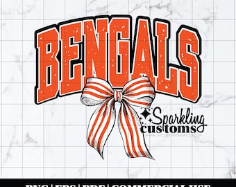 Bengals PNG, Digital Download, Shirt File, Trendy Cincinnati PNG, Football PNG, Football Bow, Digital File, Instant Download