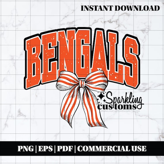 Bengals PNG, Digital Download, Shirt File, Trendy Cincinnati PNG, Football PNG, Football Bow, Digital File, Instant Download