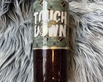 Touchdown Season Tumbler, Sparkle Cup, Glitter Epoxy, 22 oz Tumbler, Football Mama Cup, Iced Coffee Lover, Tumbler with Straw, Sports Mom