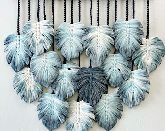 Handcrafted Macrame Leaf Wall Hanging: Boho Green Home Decor