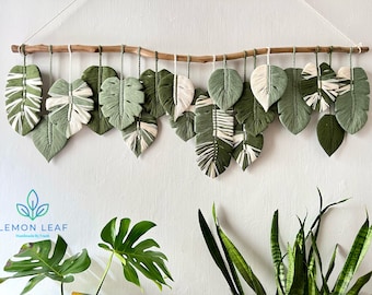 Monstera-Blatt-Wandbehang aus Makramee, große Blatt-Makramee-Wandkunst, Makramee-Wandkunst, Wandteppiche, Makramee-Blattgemälde an der Wand