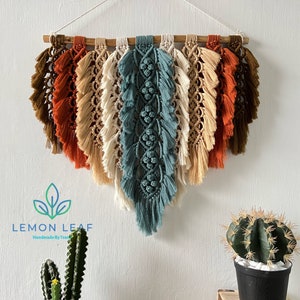 Rustic handmade leaves hanging on the wall, macrame feather wall hanging, gift for mom, home decoration, nursery decoration, macrame wall