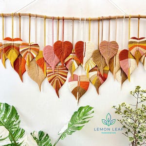 Macrame Leaf Wall Hanging: Boho Home Decor, Green Wall Art