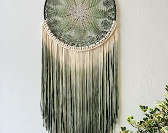 Hand-Dyed Macrame Dreamcatcher: Boho Bedroom Wall Hanging