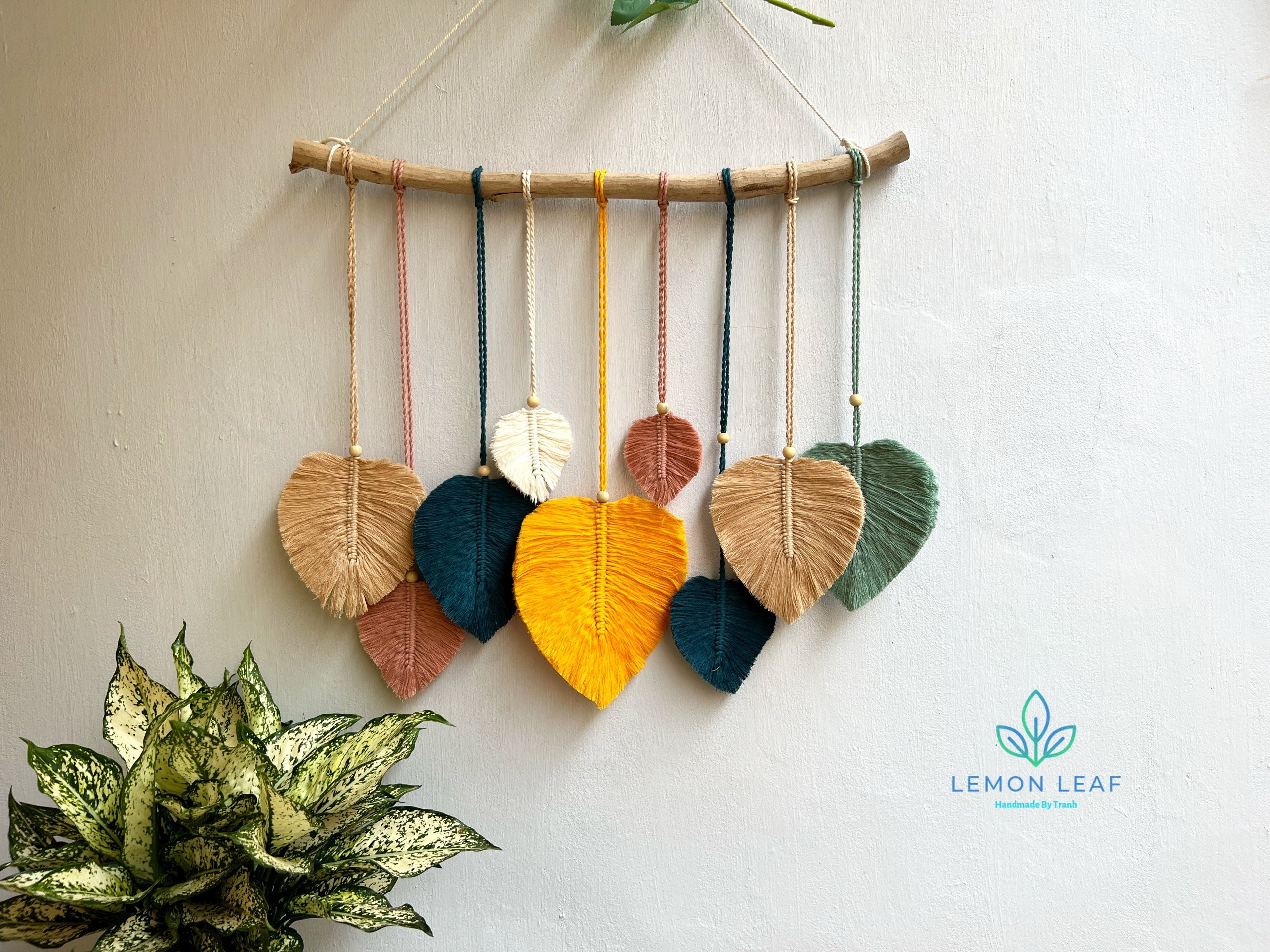 Decorazione Macramè Foglie - Arazzo Da Parete 40x80 Cm, Stile Bohémien - Foto 8