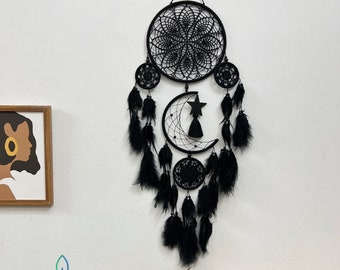 Pretty Jolly Purple Star Dream Catcher - Handmade Pompom Feather Wall Decor For Kids Room