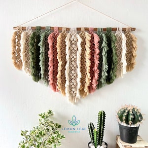 Rustic handmade leaves hanging on the wall, macrame feather wall hanging, gift for mom, home decoration, nursery decoration, macrame wall