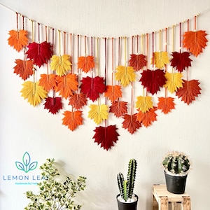 Macrame Maple Leaf Wall Hanging: Autumn Boho Decor