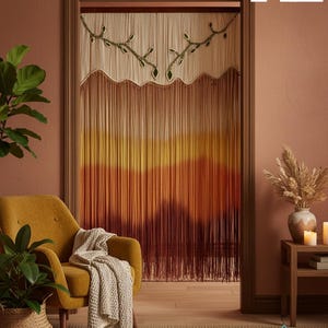 Makramee Vorhang, Moderne Wandkunst, Türvorhang, Fenster Makramee, Bauernhaus Dekor, Schlafzimmer Volant, Boho Wandteppich, Einweihungsgeschenk Like this picture A2