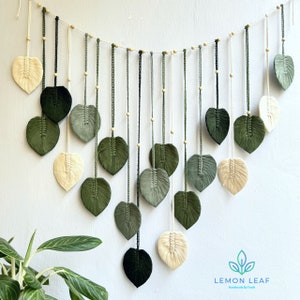 Green Leaf Macrame Wall Hanging: Large Boho Tapestry