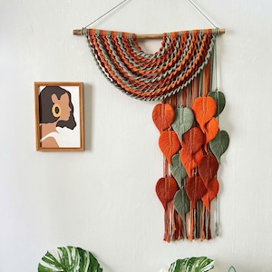 Macrame Leaf Wall Hanging: Boho Nursery Decor, Handmade Cotton Yarn