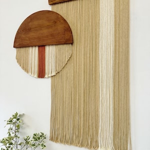 Macrame Wall Hanging: Modern Fiber Art with Wooden Accents