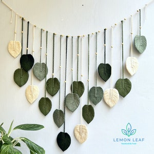 FREEBLOSS 2x Makramee Blatt Wandbehang Set - DIY Mit Anleitung, Holzstäben & Baumwollseil - Boho Deko