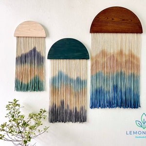 Ombré Macrame Wall Hanging: Modern Fiber Art with Wood Accent