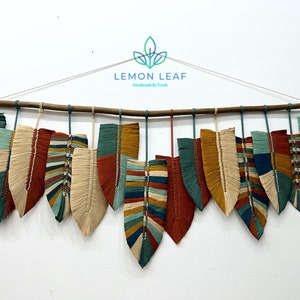 Aangepaste aan de muur gemonteerde macrame grote veren, macrame veren muur hangend, cadeau voor moeder, huisdecoratie, kinderkamerdecoratie