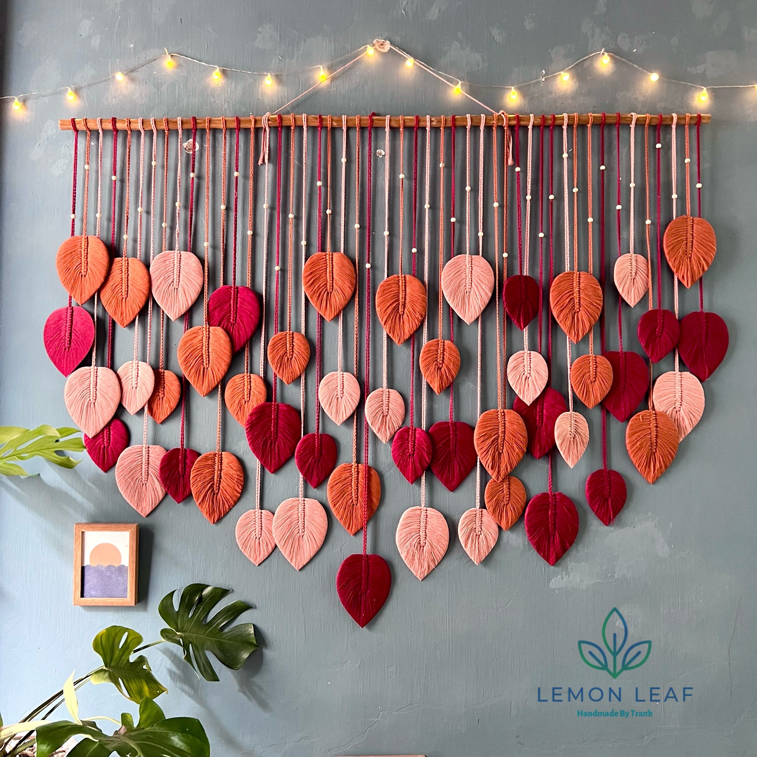 Large Macrame Feather Wall Hanging: Colorful Boho Home Decor