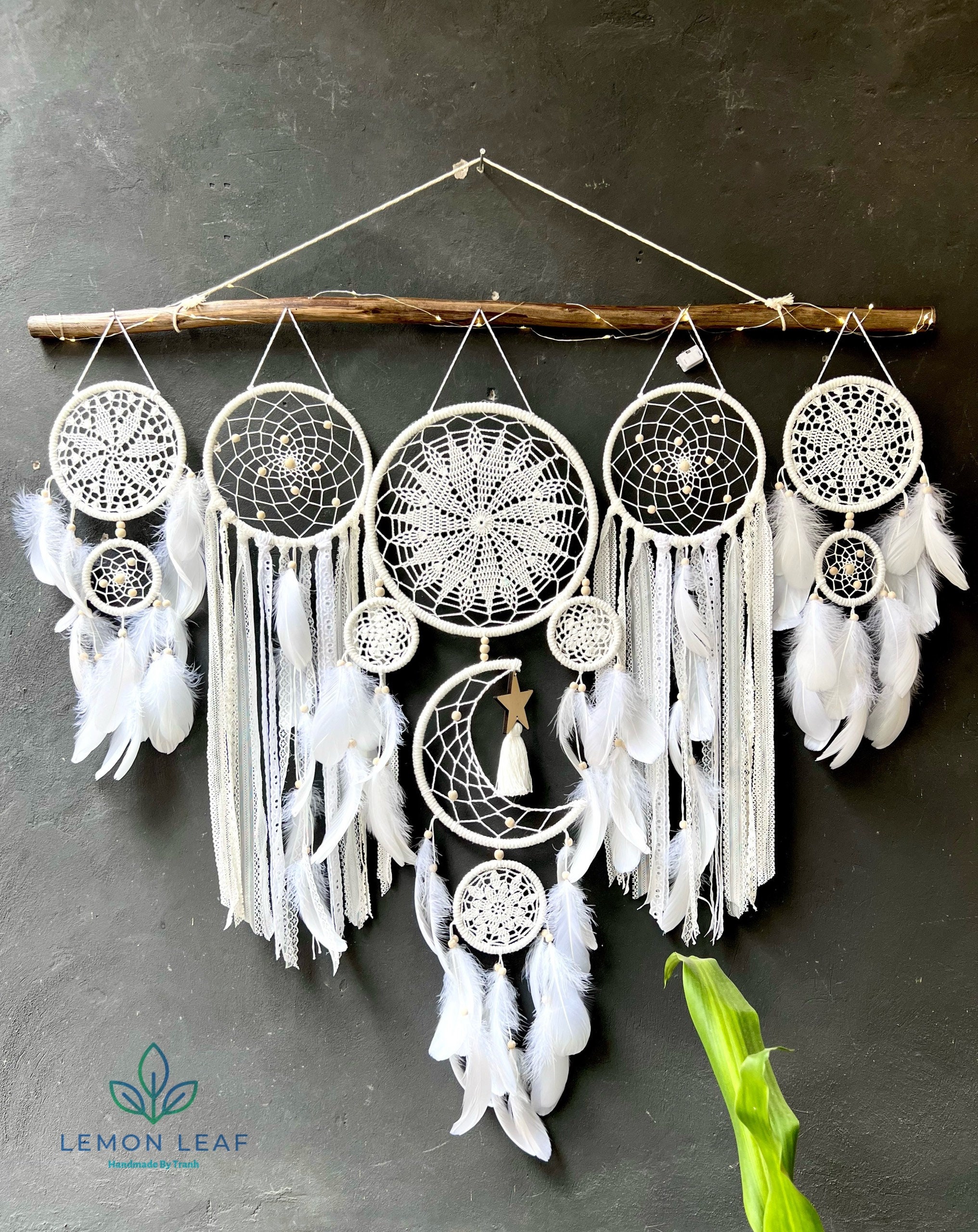 Large Moon & Stars Dreamcatcher: Boho Nursery Wall Hanging - Etsy