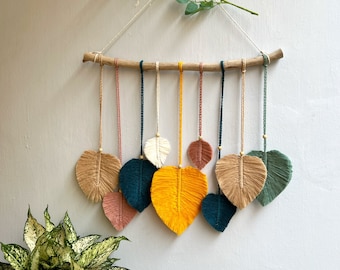 Boho Macrame Leaf Wall Hanging: Colorful Nursery Decor